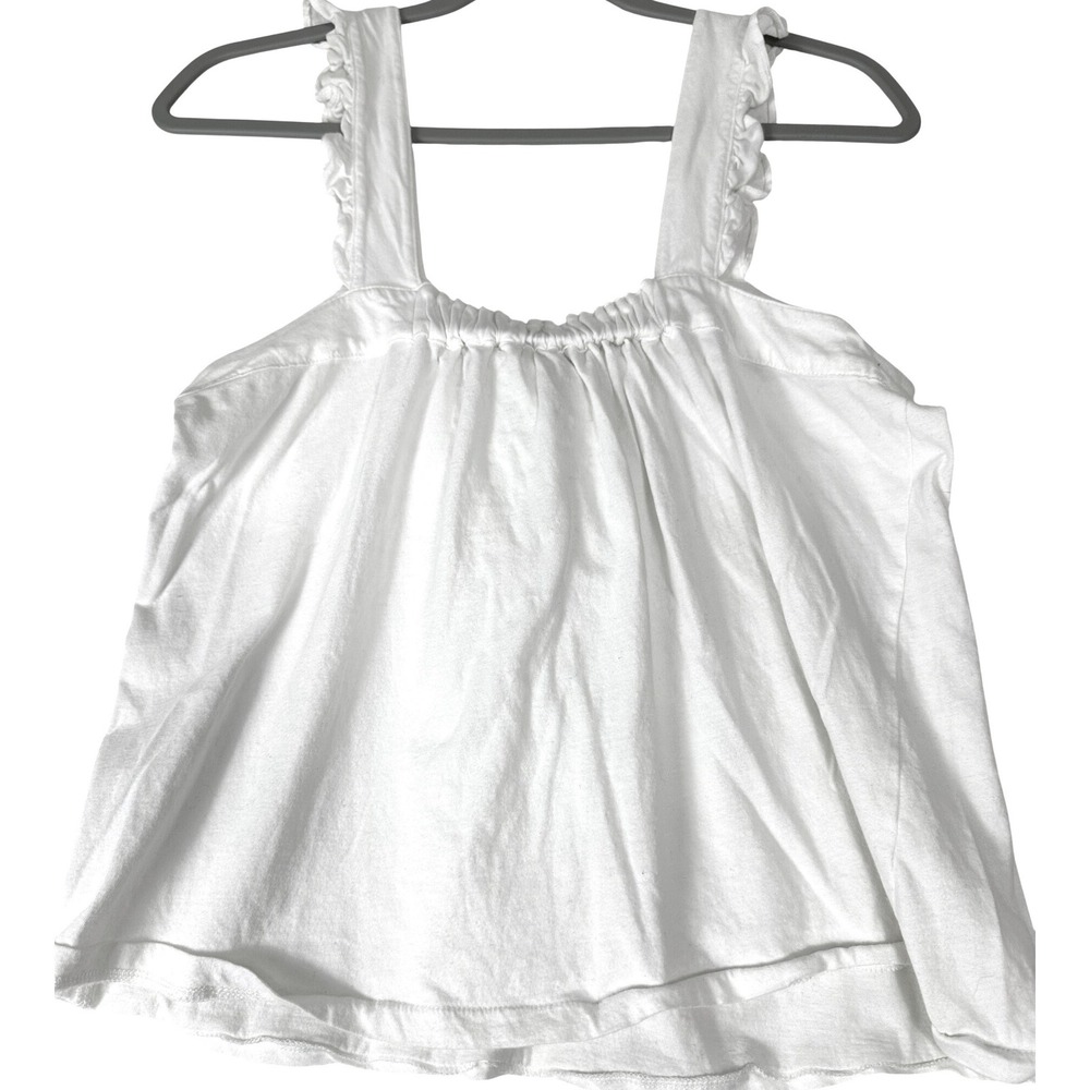 J.Crew Tank Top Women's Large White Bow Front‎ Ruffle Coquette Cottagecore Boho - Picture 3 of 6